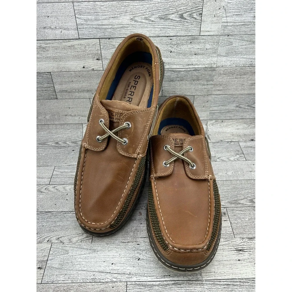 Sperry Top-Sider Men Billfish Boat Shoes Tan Leather Mesh‎ STS15061 Size 11.5 M